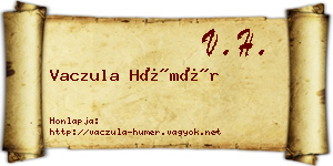 Vaczula Hümér névjegykártya